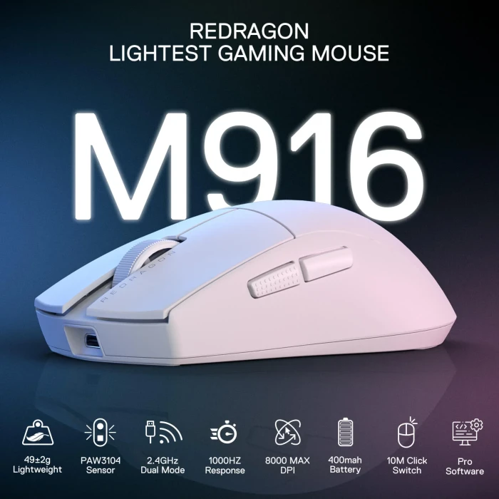 Redragon K1NG M916 LIT 1K White