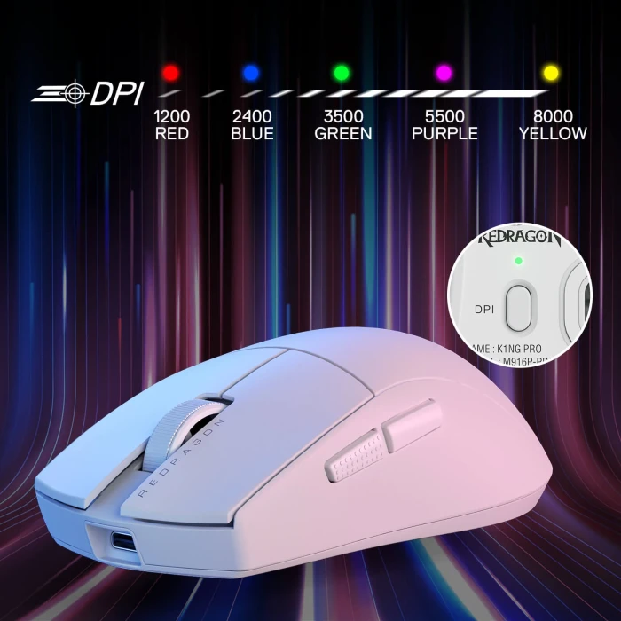 Redragon K1NG M916 LIT 1K White