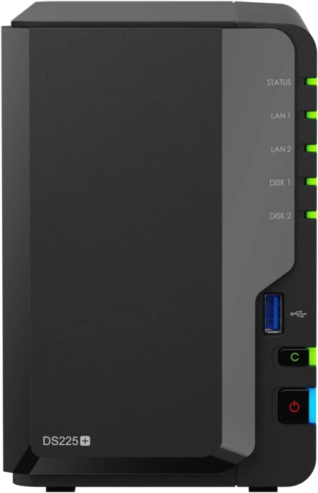 Мрежов сторидж Synology DS225+, за 2 диска, Intel Celeron J4125 - 4 Cores
