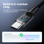 Ugreen кабел USB 2.0 Type-C M/M US316, 100W, 5A, 3m - 90120