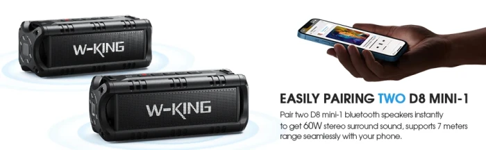 W-King Блутут колонка D8 Mini Black - 30W